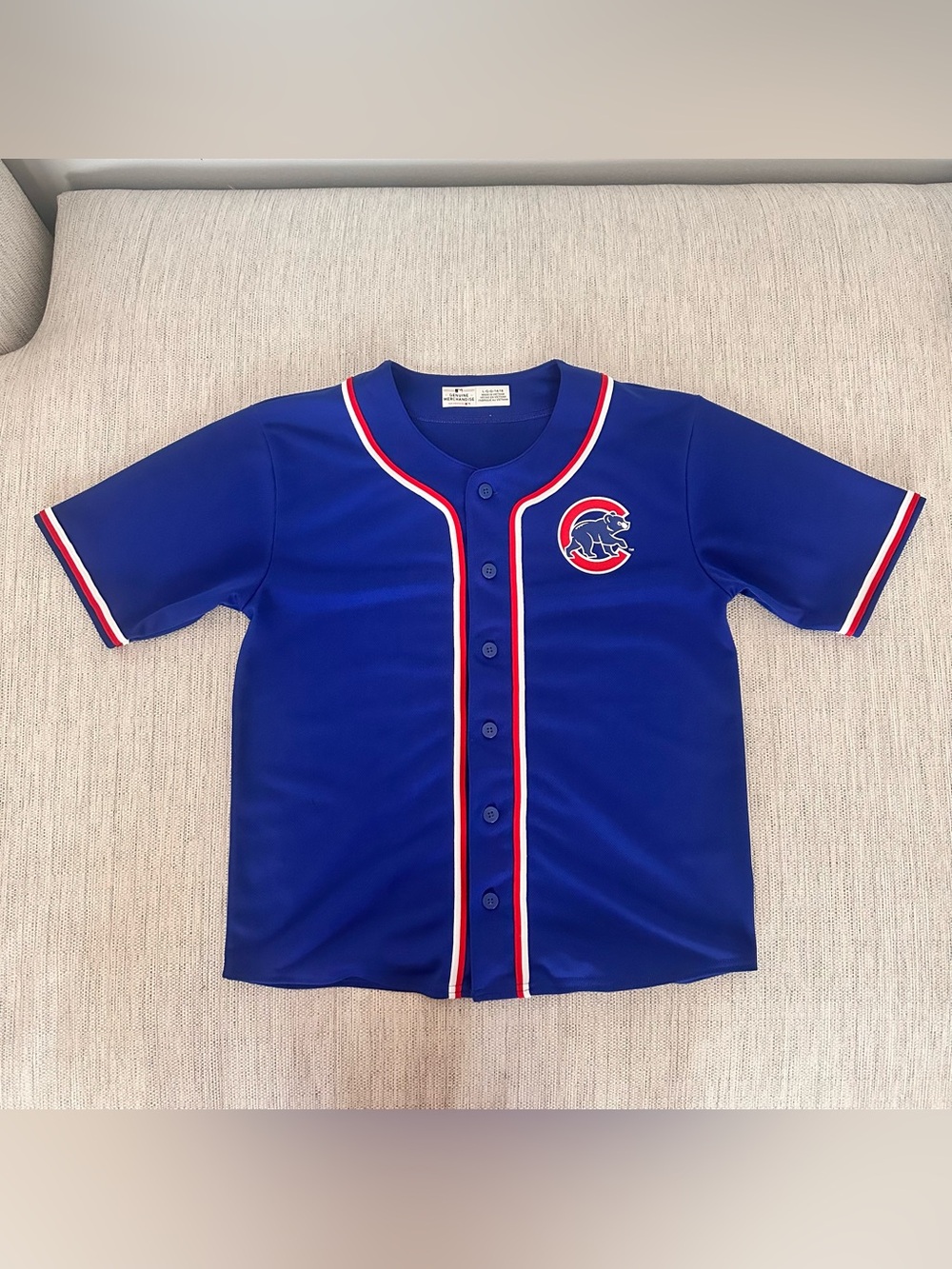Genuine Merchandise Cubs Kids Blue Button Baseball Jersey with Red & White Trim